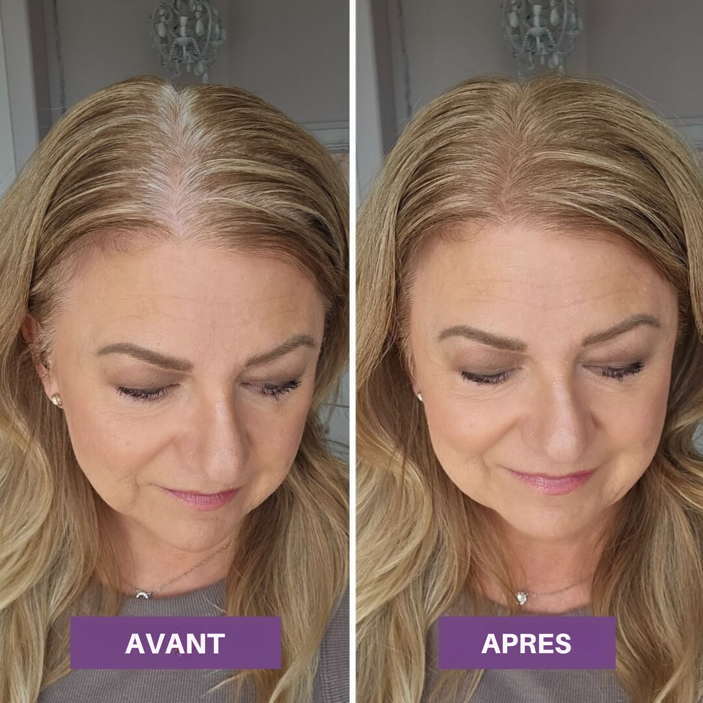 Veloria Magic+ La poudre qui redonne vie à votre ligne de cheveux — en 2 minutes.