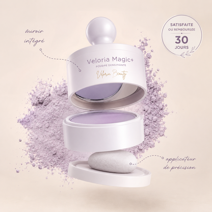Veloria Magic+ La poudre qui redonne vie à votre ligne de cheveux — en 2 minutes.